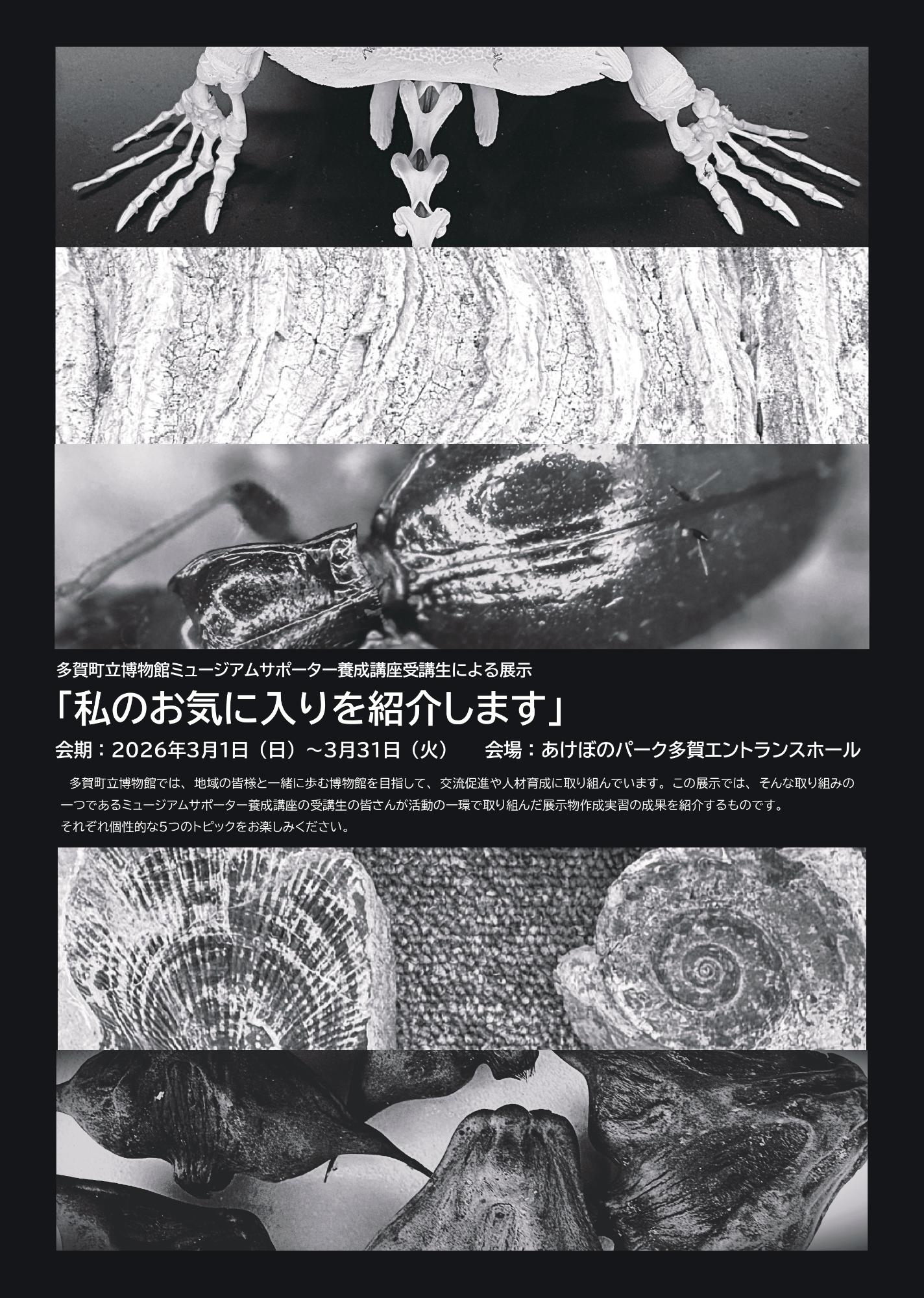 多賀町立博物館ミュージアムサポーター養成講座受講生による展示「私のお気に入りを紹介します」