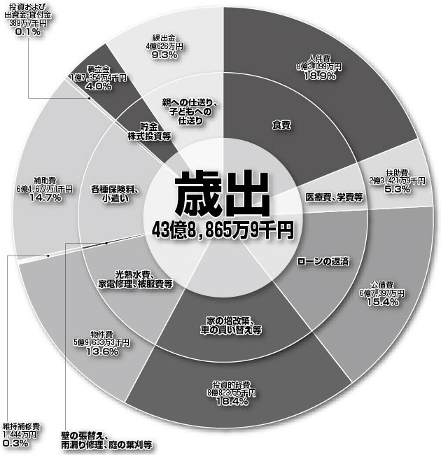 歳出43億8865万9千円