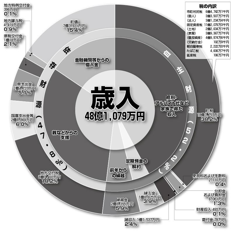 歳入48億1,079万円の円グラフ