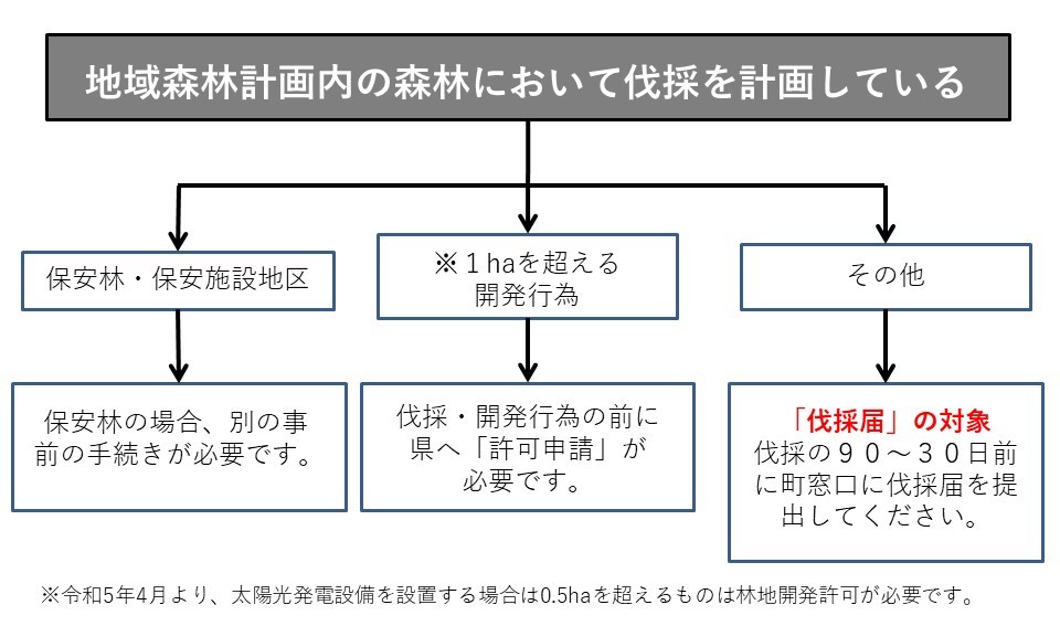 伐採届提出の確認についてのフローチャート